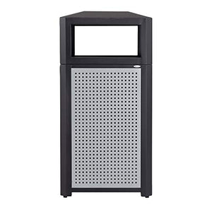 Safco Products Evos Outdoor/Indoor Trash Can with Perforated Galvanized Steel Panel, 38 Gallon, Black