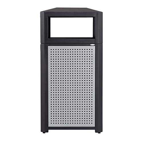 Safco Products Evos Outdoor/Indoor Trash Can with Perforated Galvanized Steel Panel, 38 Gallon, Black