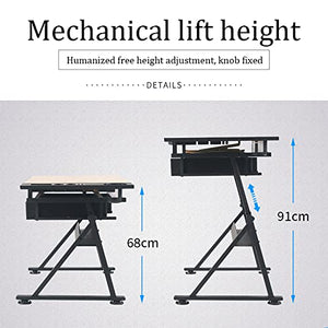 FLaig Extra Large Wood Drafting Table with Adjustable Height and Tilting Surface
