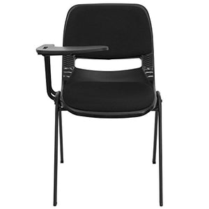Flash Furniture 5 Pk. Black Padded Ergonomic Shell Chair with Right Handed Flip-Up Tablet Arm