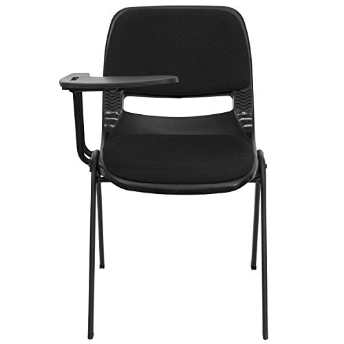 Flash Furniture 5 Pk. Black Padded Ergonomic Shell Chair with Right Handed Flip-Up Tablet Arm