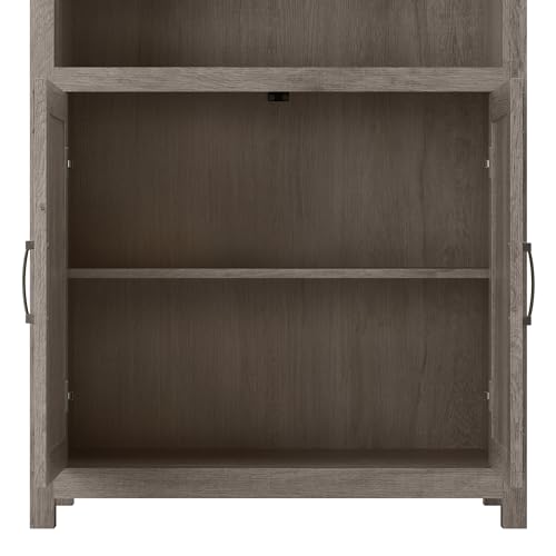 Bush Furniture Knoxville 60W L-Shaped Desk with File Cabinet and Bookcase Set