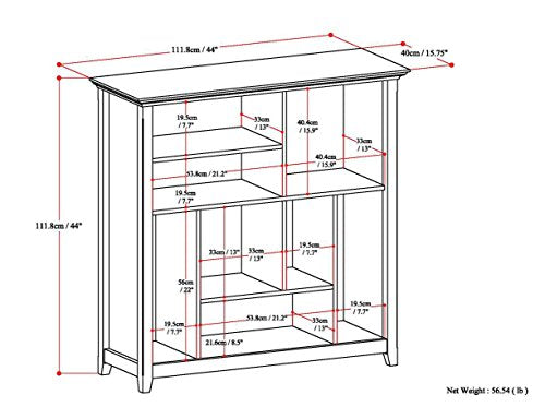 SIMPLIHOME Amherst Solid Wood 44 Inch Black Multi Cube Bookcase - Living Room, Study, Office