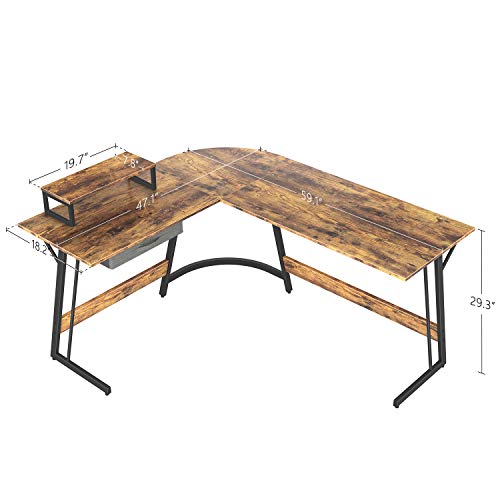 CubiCubi Modern L-Shaped Desk Computer Corner Desk, 59.1" Home Office Writing Study Workstation with Small Table, Space Saving, Easy to Assemble