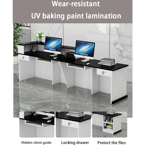 KAGUYASU Modern Reception Desk Counter with Hutch and Storage Cabinet