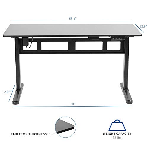 VIVO Electric 55 x 24 inch Stand Up Desk, Complete Height Adjustable Standing Home & Office Workstation with Push Memory Controller, Black Frame and Top, DESK-E155TB