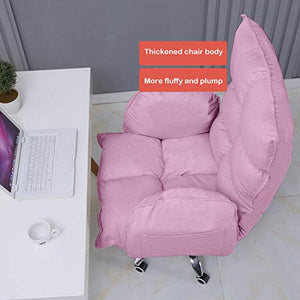 Sofa Computer Chair, Modern Mid-Back Upholstered Office Chair w/Wheels, Ergonomic Executive Desk Chair, Adjustable Swivel Computer Task Chair for Home Office Bedroom Living Room (Pink)