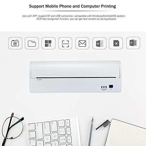 Portable Thermal Printer 210mm Mini Mobile Photo Printer 203dpi