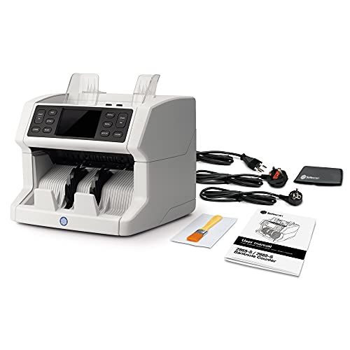 Safescan 2885-S - Multilingual Bill Value Counter for Mixed Denomination Bills with Additional sensors and Bank Grade 7-Point Full Spectrum Counterfeit Detection,Grey,112-0654