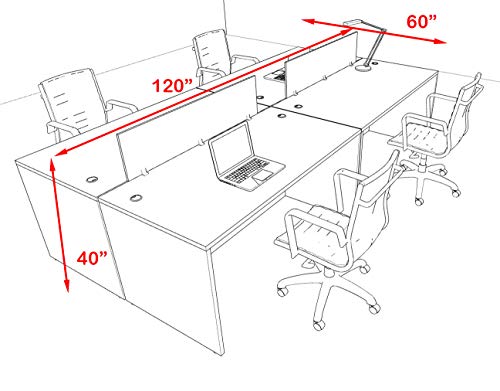 UTM Furniture Modern Acrylic Divider Office Workstation Desk Set - 4 Person, of-CPN-FPB5