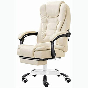 UsmAsk Ergonomic Office Chair with Retractable Footrest and Adjustable Backrest (Beige)