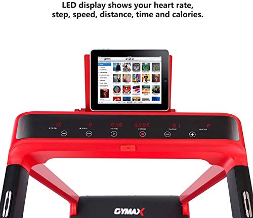 Goplus 2.25 HP Folding Treadmill Electric Cardio Fitness Jogging Running Machine Portable Motorized Power Slim Treadmill with Sports App and LED Display (Red)