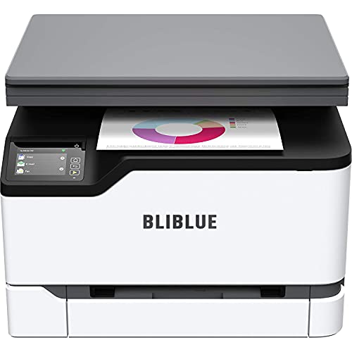 BLIBLUE Color Multifunction Laser Printer with Print, Copy, Scan, and Wireless Capabilities, Two-Sided Printing with Full-Spectrum Security and Prints Up to 24 ppm , White, Gray