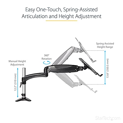 StarTech.com Desk Mount Laptop Arm - Full Motion Articulating Arm for Laptop or Single 34" Monitor - VESA Mount Laptop Tray Bracket - Ergonomic Adjustable Notebook Stand - Desk-Clamp (ARMUNONB1)