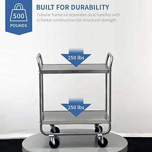 Lakeside Manufacturing Stainless Steel Utility Cart, 2 Shelves, 500 lb. Capacity (Fully Assembled)