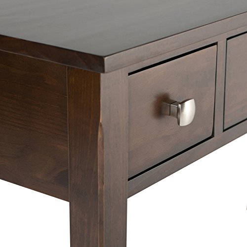 SIMPLIHOME Avalon SOLID WOOD Contemporary Modern 47 inch Wide Home Office Desk, Writing Table, Workstation, Study Table Furniture in Dark Tobacco Brown with 2 Drawerss