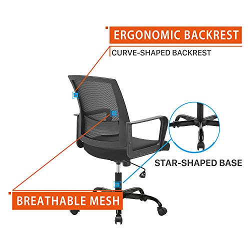 CLATINA Ergonomic Rolling Mesh Desk Chair with Executive Lumbar Support - Black 4 Pack
