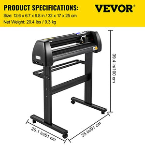 VEVOR 28in Vinyl Cutter Machine with LED Plotter Printer, Manual Positioning, MAC/Windows Software Support, Adjustable Force & Speed, Floor Stand