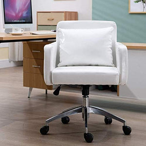 ZXCVB Game Chair Mid-Back Sofa Task Chairs Office Chair Swivel Leather Computer Desk Chairs with Thick Padding for Comfort and Lumbar Support (Color : White)