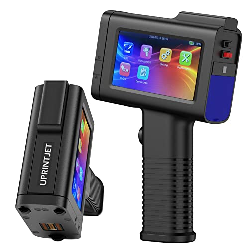UPRINTJET Handheld Inkjet Printer BT-HH6105B2 with 4.3 Inch Touch Screen Inkjet Coder Quick-Drying Ink for Barcode Date QRcode Batch Number Picture Label Logo Handheld Printer for Almost Any Surface