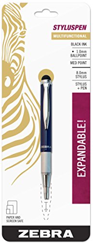 Zebra StylusPen Telescopic Ballpoint Pen, Medium Point, 1.0mm, Black Ink, Navy Barrel, 1-Count