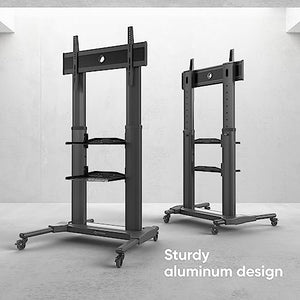 ONKRON Mobile TV Stand for 40-80 Inch TV - Height Adjustable Aluminum Floor Stand - Max 122 lbs - 700x400 VESA - Portable Rolling Cart - Black