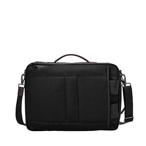 Fossil Men's Buckner Fabric Medium Convertible Travel Backpack and Briefcase Messenger Bag, Black