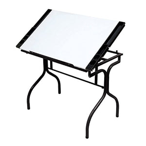 Fold Down Art Desk Studio Design Safety Glass Station Craft Drafting Table White - Skroutz Deals