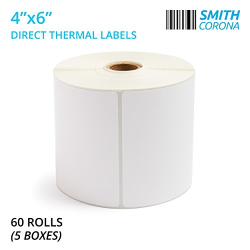 Smith Corona - 4'' x 6'' Direct Thermal Labels, 475 Labels Per Roll, 60 Rolls, Made in The USA, 28500 Labels Total, for 1" Core Printers (60 Rolls) - Zebra Compatible
