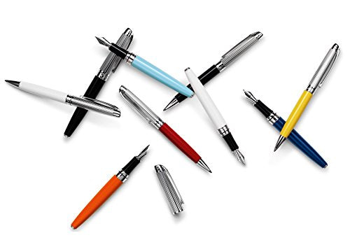 Caran d'Ache Leman Fountain Pen, White Lacquer with Silver-Plating, Nib M (4799.001)