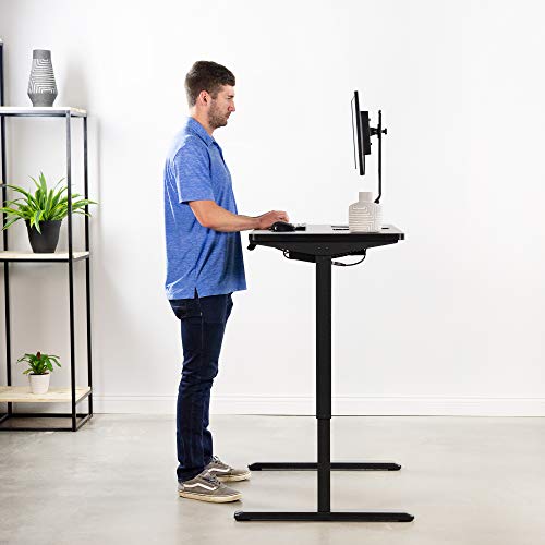 VIVO Black Electric Stand Up Desk Frame Workstation, Single Motor Ergonomic Standing Height Adjustable Base with Control Panel, DESK-V101EB