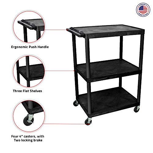 Luxor 48" H AV Cart - Three Shelves Electric (LP48E-B)