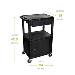 Luxor AV Cart with Cabinet Drawer - Black, 42"H