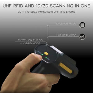 BARCODE-USA 2023 UHF RFID Scanner with Impinj E310 Reader and Newland Barcode Reader, Three Modes: UHF RFID, Barcode Scanning, Hybrid