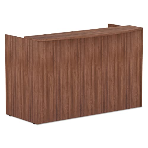 Alera Valencia Series Reception Desk with Transaction Counter - Modern Walnut