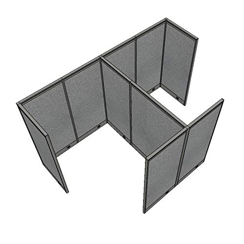 G GOF Double 2 Person Workstation Cubicle (12'D x 7'W) - Office Partition, Room Divider - 72" H Cubicle Partition, Grey