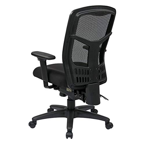 Office Star ProGrid High Back Managers Chair with Adjustable Arms, Multi-Function and Seat Slider (Black)