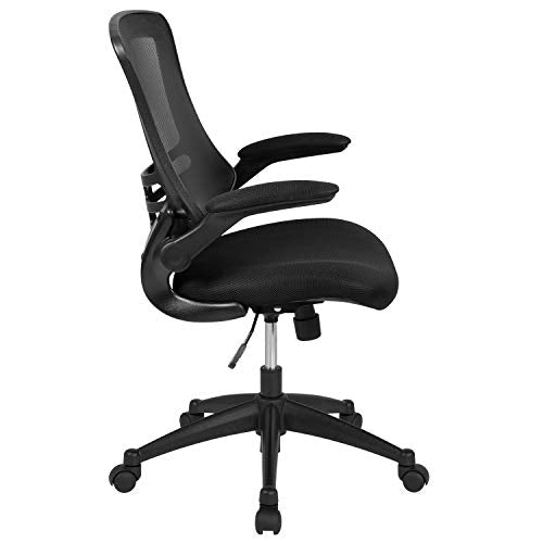 Flash Furniture Mid-Back Black Mesh Swivel Ergonomic Task Office Chair with Flip-Up Arms