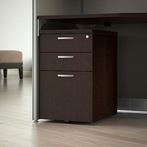 Bush Business Furniture Office in an Hour 3 Rolling File Cabinet | Mobile Under Desk Drawers - Mocha Cherry