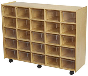 Childcraft Mobile Cubby Unit with Locking Casters, 47-3/4 x 14-1/4 x 36 Inches