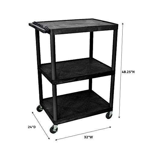 Luxor 48" H AV Cart - Three Shelves Electric (LP48E-B)
