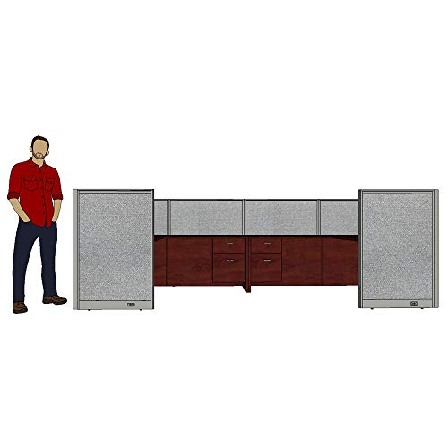 G GOF 2 Person Workstation Cubicle (5'D x 12'W x 4'H) - Walnut, Office Partition