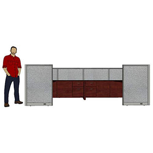G GOF Double 4 Person Workstation Cubicle (C-12'D x 12'W) / Office Partition, Room Divider - 48" H, Artisan Grey