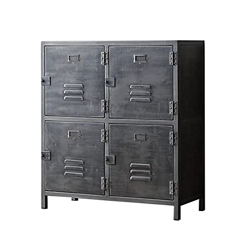 Retro Industrial Storage Cabinet with 4 Doors, Metal Locker Cabinet (100x35x90cm)