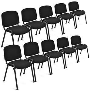 Giantex 10 PCS Waiting Room Chairs - Upholstered Stackable Conference Chair Set
