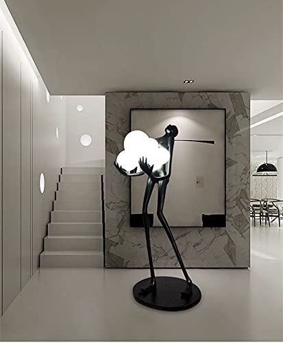 YANOUSHUSONG Humanoid Art Sculpture Black Floor Lamp