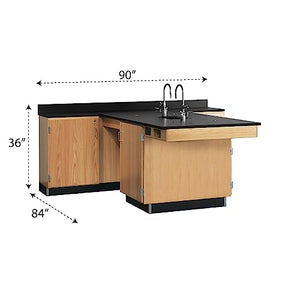 Diversified Woodcrafts Kinetic Perimeter Classroom 4 Student Workstation, Epoxy Resin Top, Solid Oak, Locking Doors, USA Made