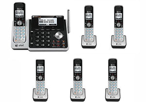 AT&T TL88102 2 Line Phone System with 6 HANDSETS Answering System DECT 6.0