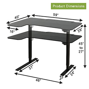 Radlove Electric Height Adjustable L-Shaped Desk with Memory Controller (Black)
