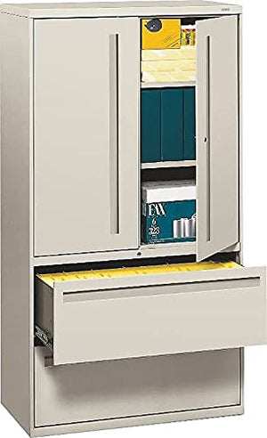 HON 700 Series Lateral File w/Storage Cabinet, 36w x 18d x 64.25h, Light Gray